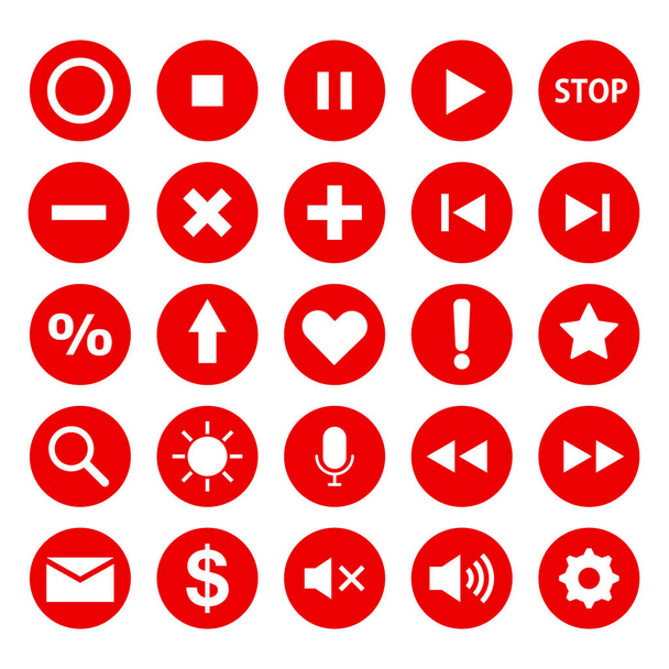 Un conjunto de iconos rojos que se pueden utilizar para varias escenas. Ilustración vectorial. - Vector, imagen