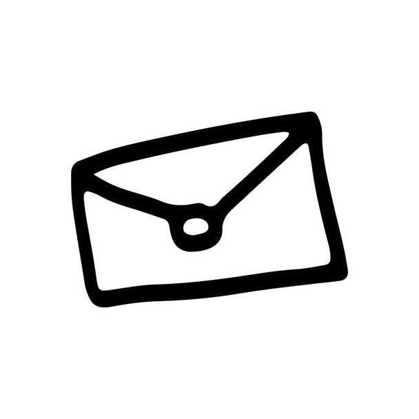 Doodle vector closed letter envelope. Icon or logo, hand drawn - Vetor, Imagem