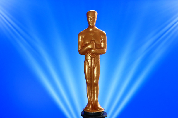 Hollywood Golden Oscar Oscar Oscar-díjas szobra. Siker és győzelem koncepció., közelkép - Fotó, kép
