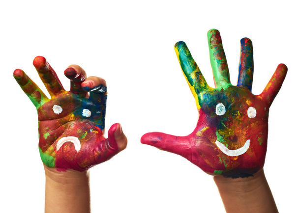 Niño manos pintadas
 - Foto, Imagen