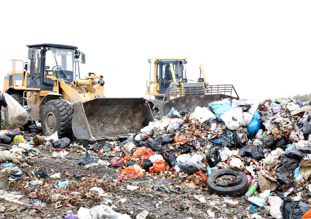 garbage trash environment dump pollution waste recycling rubbish ecology landfill dirty litter management - Foto, Bild