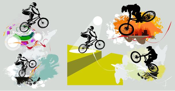 BMX-Fahrer auf abstraktem Hintergrund, Sportvektor - Vektor, Bild