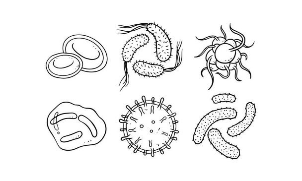 set of virus hand drawn vector illustration - Vector, Image