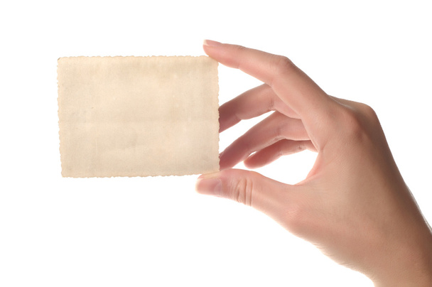 hand met blanco papier - Foto, afbeelding
