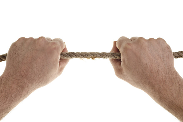 Чоловічі руки тримають мотузку
 - Фото, зображення