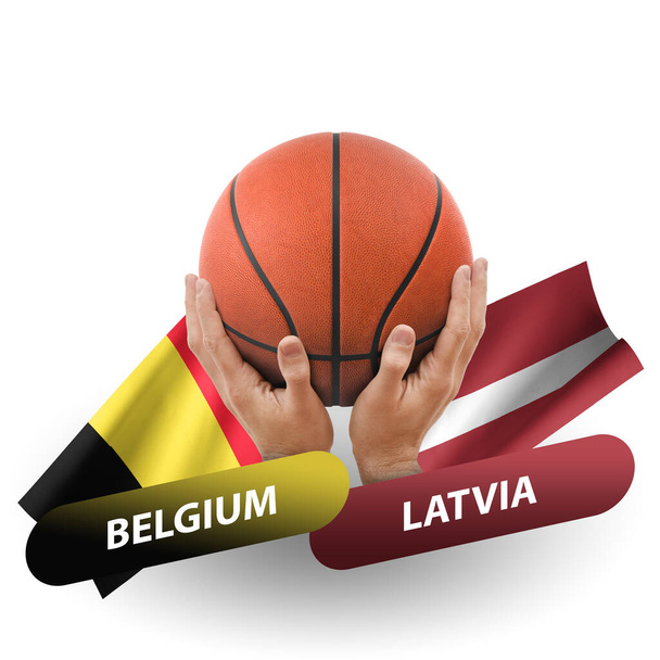 Basketball competition match, national teams belgium vs latvia - Фото, зображення