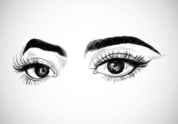Bela mão desenhado mulheres olhos esboço design - Vetor, Imagem