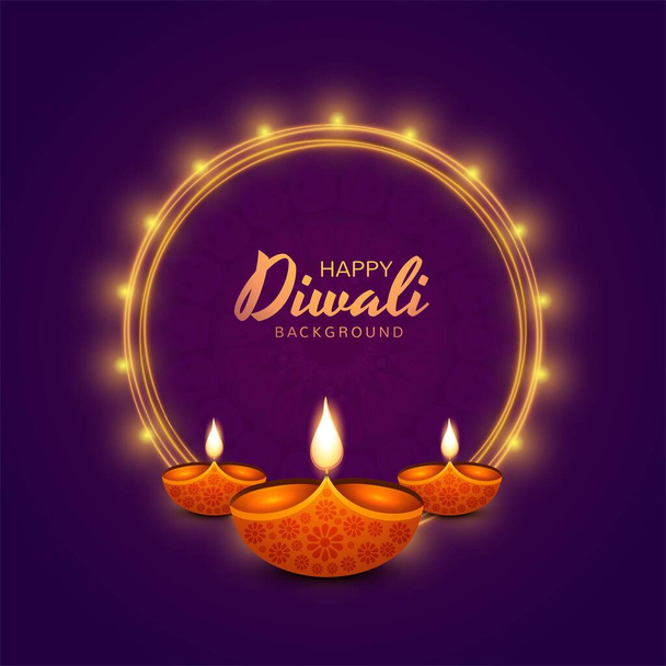feliz diwali diya lâmpadas feriado cartão celebração fundo - Vetor, Imagem