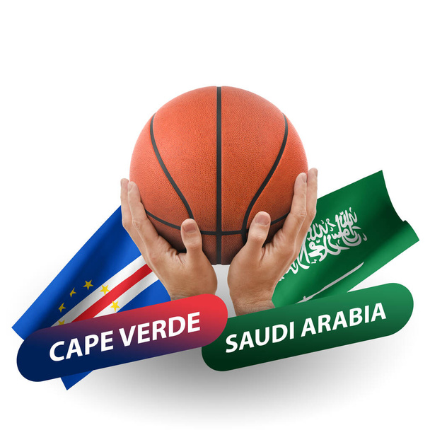 Basketball competition match, national teams cape verde vs saudi arabia - Photo, image