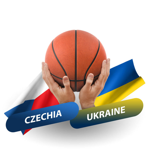 Αγώνας μπάσκετ, εθνικές ομάδες czechia vs ukraine - Φωτογραφία, εικόνα