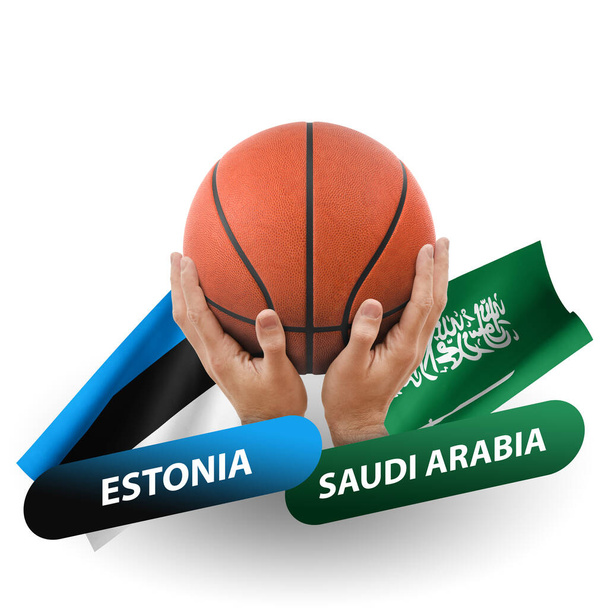 Basketball competition match, national teams estonia vs saudi arabia - Foto, immagini
