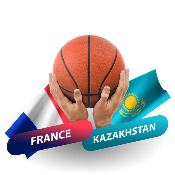 Basketball competition match, national teams france vs kazakhstan - Foto, immagini