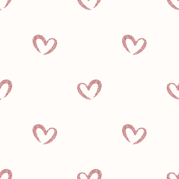 nahtlose einfache rosa Herz Glitzermuster Hintergrund, Augenzwinkern Muster - Vektor, Bild