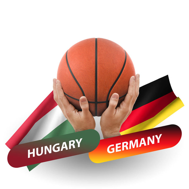 Αγώνας μπάσκετ, εθνικές ομάδες Ουγγαρία εναντίον Γερμανίας - Φωτογραφία, εικόνα