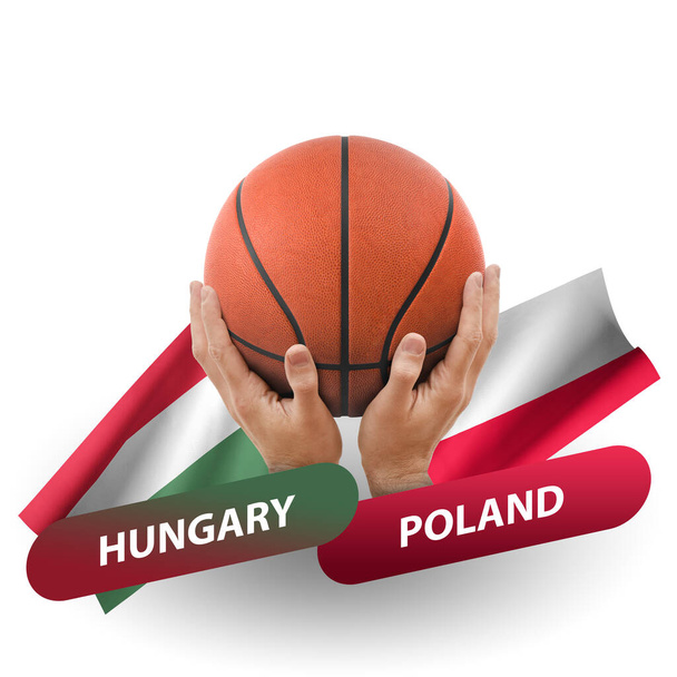 Basketball competition match, national teams hungary vs poland - Foto, Imagem