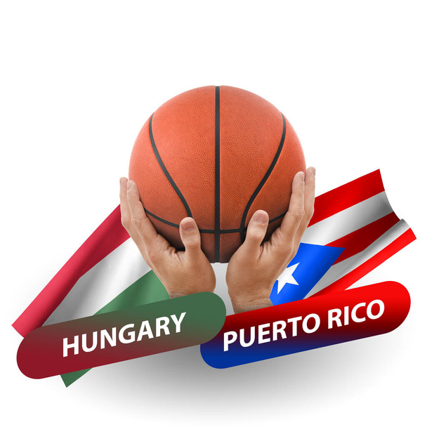 Basketball competition match, national teams hungary vs puerto rico - Fotó, kép