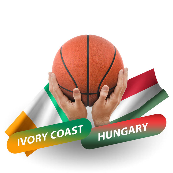 Матч баскетбольних змагань, національні збірні узбережжя слонової кістки проти угорщини
 - Фото, зображення