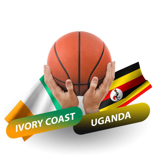 Partido de competición de baloncesto, selecciones nacionales Costa de Marfil vs uganda - Foto, Imagen