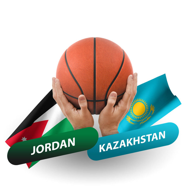 Basketball competition match, national teams jordan vs kazakhstan - Fotoğraf, Görsel