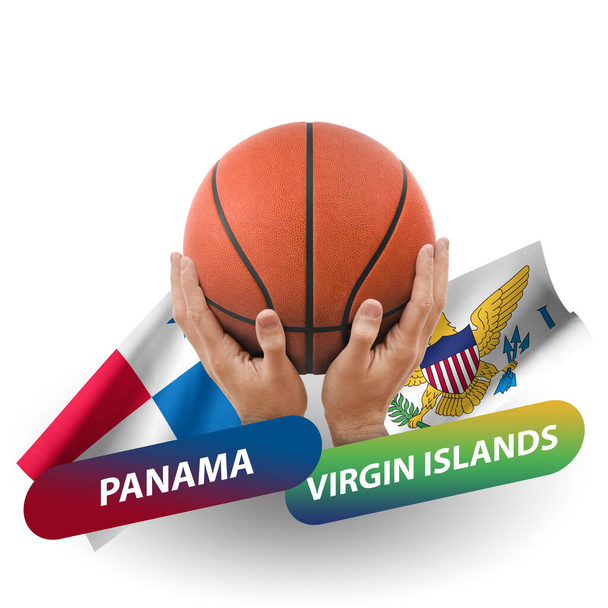 Partido de competición de baloncesto, equipos nacionales panama vs islas vírgenes - Foto, Imagen