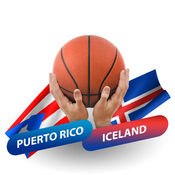 Basketball competition match, national teams puerto rico vs iceland - Фото, изображение