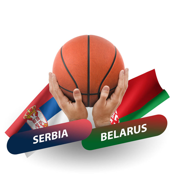 Basketball competition match, national teams serbia vs belarus - Foto, afbeelding