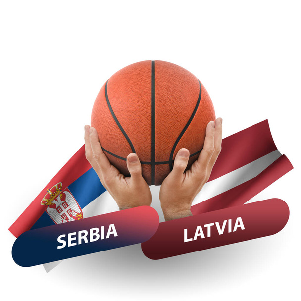 Αγώνας μπάσκετ, εθνικές ομάδες σερβία vs latvia - Φωτογραφία, εικόνα