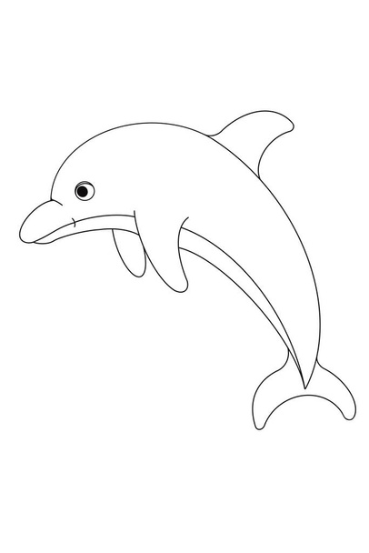 Dolphin Black Outline Coloring Page - Foto, Imagen