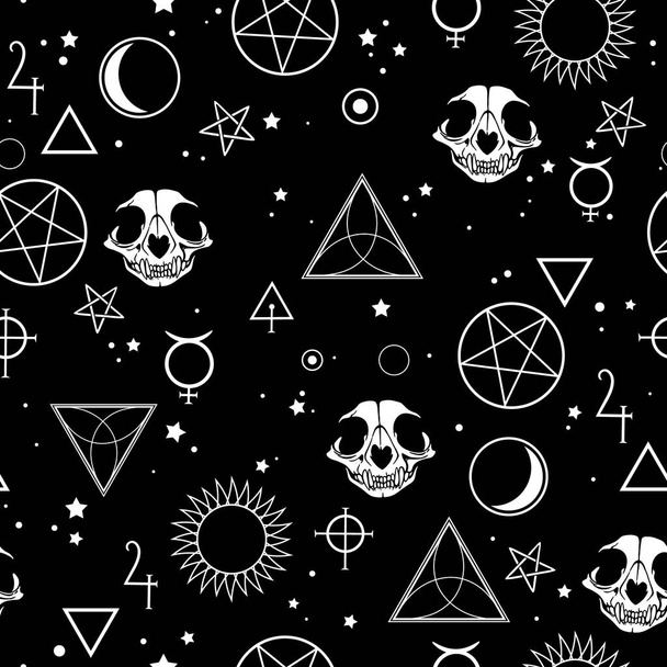 illustration transparente représentant des symboles magiques et des crânes - Vecteur, image