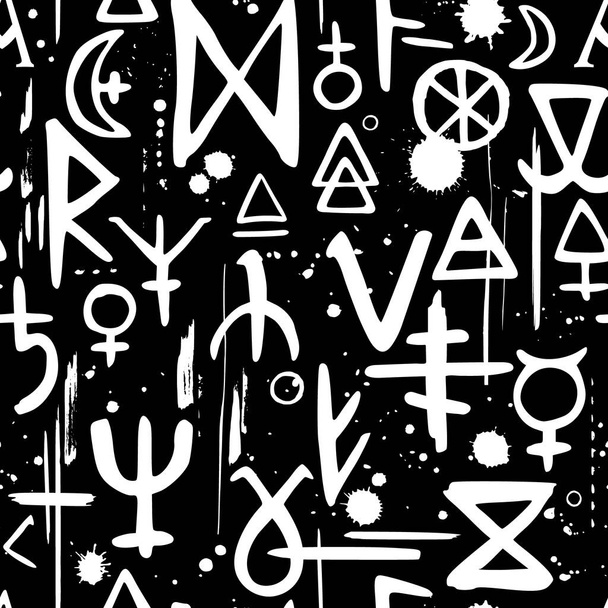 seamless pattern with alchemical and occult elements - Vector, Image