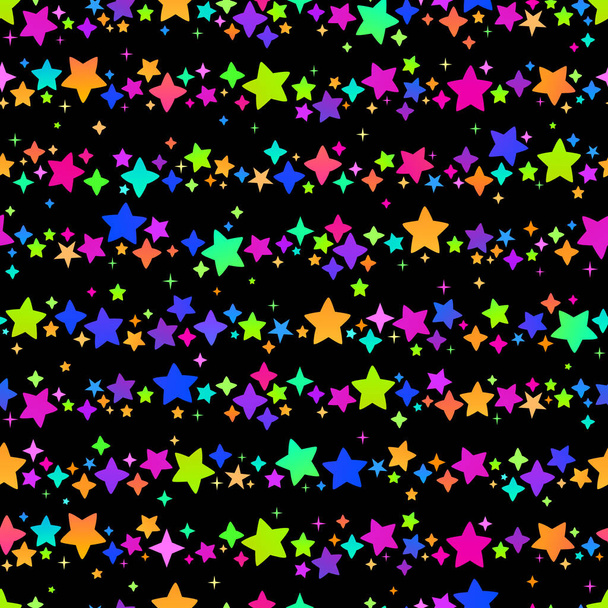 seamless background with bright festive neon stars - Vecteur, image