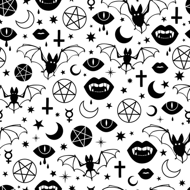 motif halloween sans couture avec des éléments de sorcellerie vampire - Vecteur, image