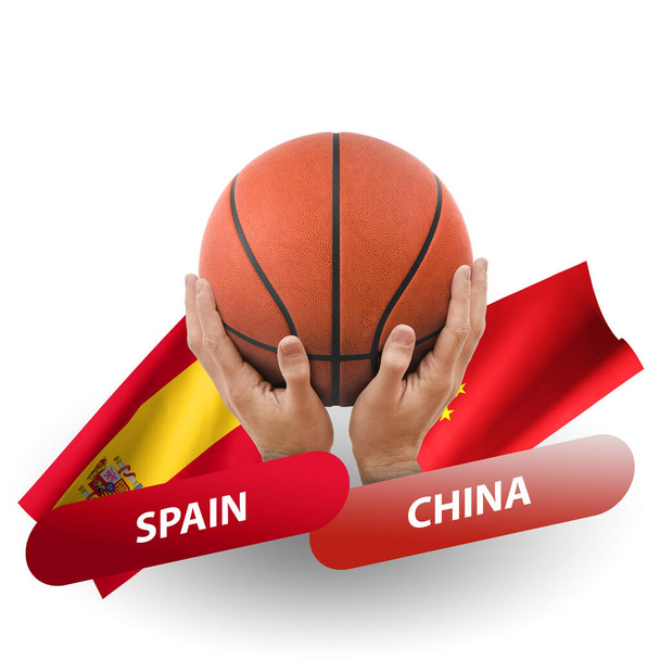 Basketball competition match, national teams spain vs china - Fotografie, Obrázek