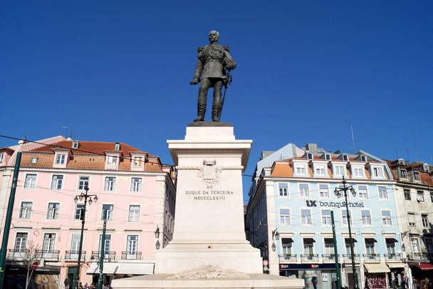 Antonio Jose Severim de Noronha szobra, Terceira első hercege, 19. századi katonai parancsnok és államférfi, miniszterelnök, 1877-ben avatták fel Lisszabonban, Portugáliában - 2018. december 31. - Fotó, kép