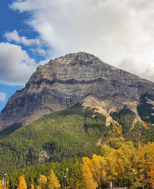 Autumn mountains in season fall in Canada. Travel photo, nobody, copy space for text, mobile photo - Фото, изображение