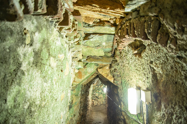 a underground tunnel at the Fort of Santa Luzia near the city of Elvas in Alentejo in Portugal.  Portugal, Elvas, October, 2021 - Φωτογραφία, εικόνα