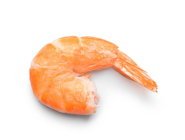 Tasty boiled shrimp tail on white background - Photo, Image