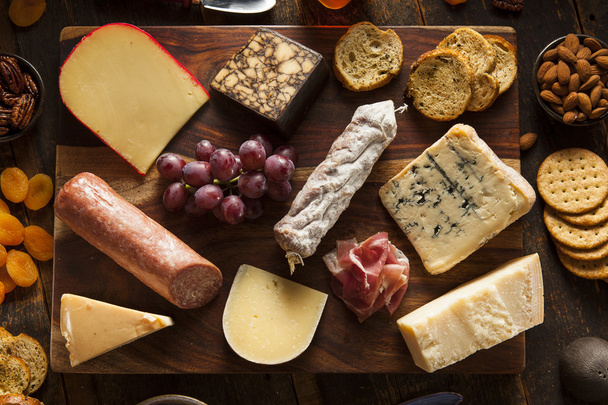 Fancy Meat and Cheeseboard with Fruit - Photo, Image