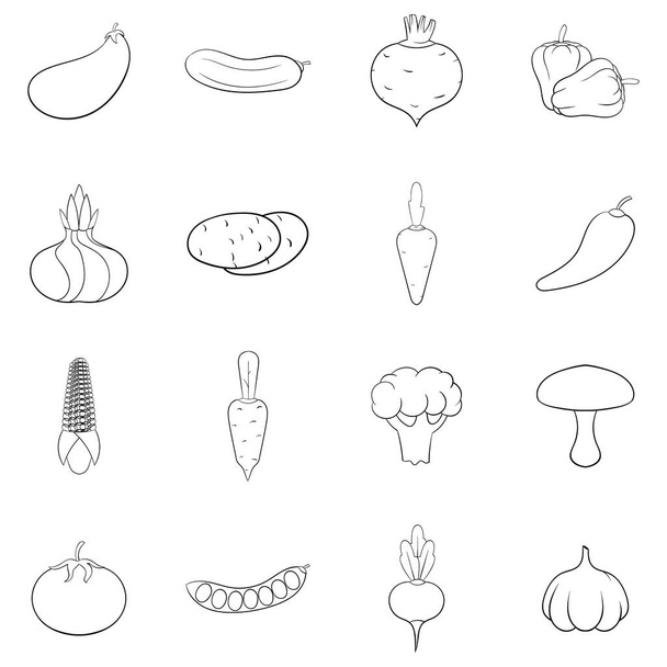 Vegetables studio icon set outline - Vettoriali, immagini
