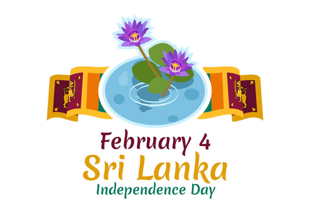 4. helmikuuta - Sri Lankan vektorikuvauksen itsenäisyyspäivä. Sopii onnittelukortti, juliste ja banneri. - Vektori, kuva