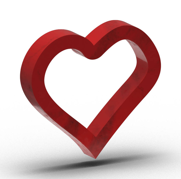 Αφηρημένη 3D περίγραμμα κόκκινη καρδιά, διακόσμηση ημέρα του Αγίου Βαλεντίνου. - Φωτογραφία, εικόνα