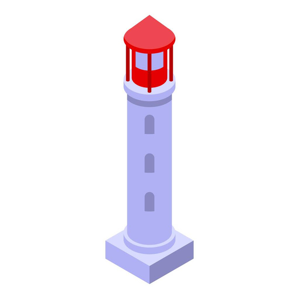 Coast lighthouse icon isometric vector. Sea beach - Vetor, Imagem