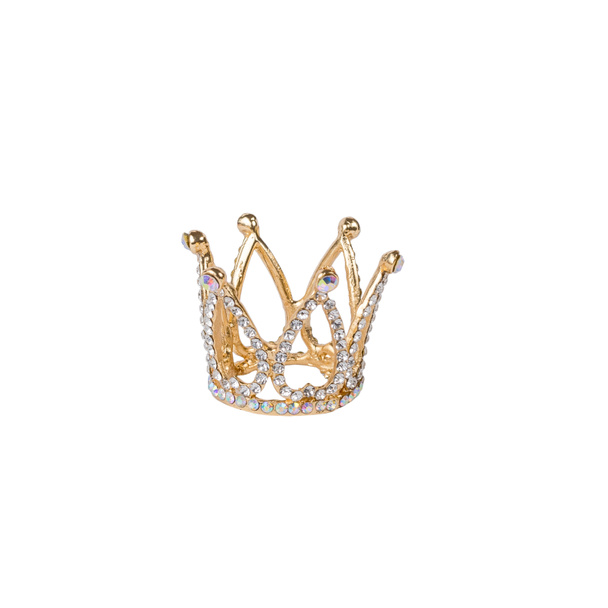Prachtige gouden kroon met stenen geïsoleerd op een witte achtergrond. Koninklijke decoratie. Een symbool van macht. - Foto, afbeelding
