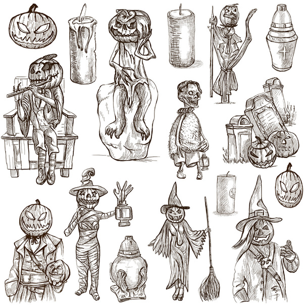 Halloween, Jack o Lantern - An hand drawn pack - Foto, Bild