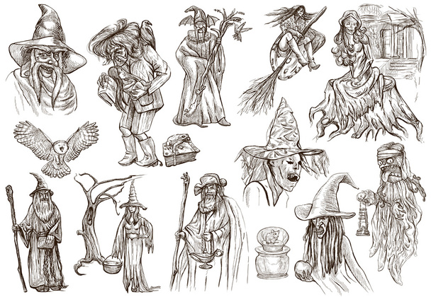 Halloween, Wizard and Witches - An hand drawn pack - Foto, Bild