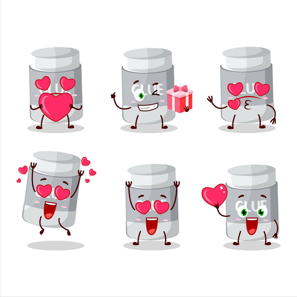 Glue stick cartoon character with love cute emoticon. Vector illustration - Διάνυσμα, εικόνα