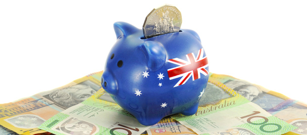Australisches Geld mit Sparschwein - Foto, Bild