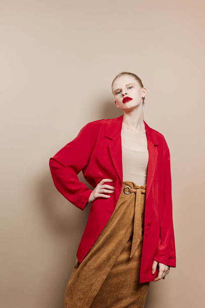 glamorous woman cosmetics red lips fashion studio model unaltered - Foto, immagini