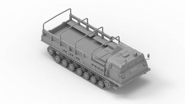 3D rendering of a people carrier army truck on caterpillar tracks in isolated empty studio background. - Foto, immagini
