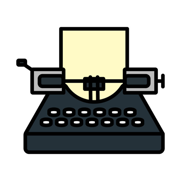 Typewriter Icon. Editable Bold Outline With Color Fill Design. Vector Illustration. - Vecteur, image